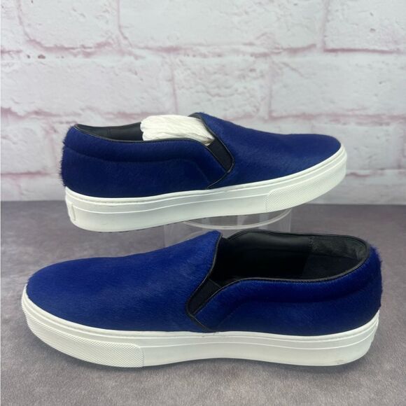 Authentic Celine Pony Hair Blue Slip-On Sneakers 39